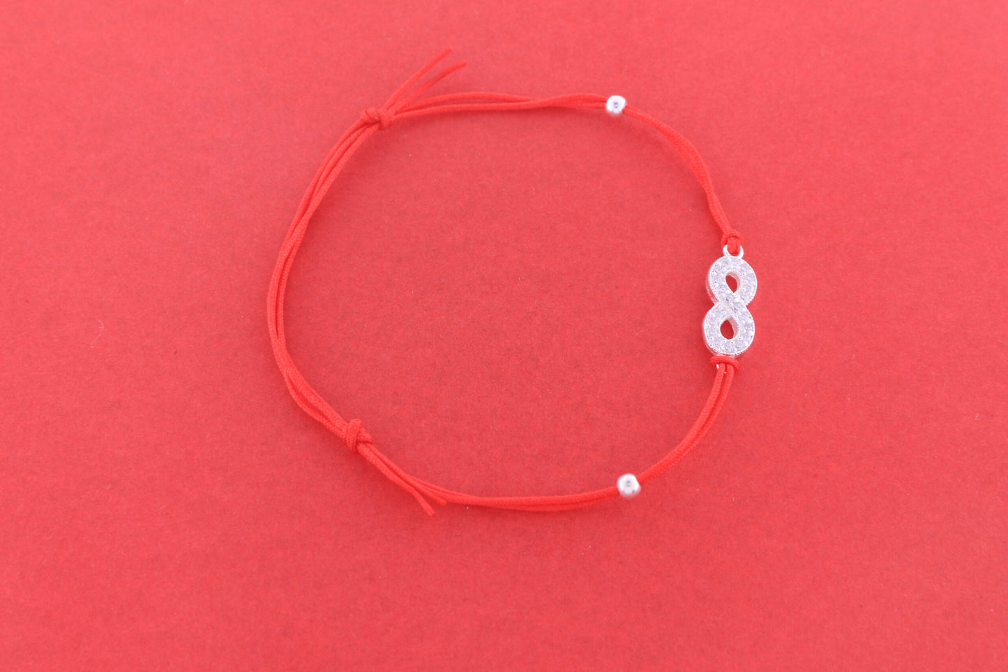 Bratara reglabila argint si ata rosie 25B1035